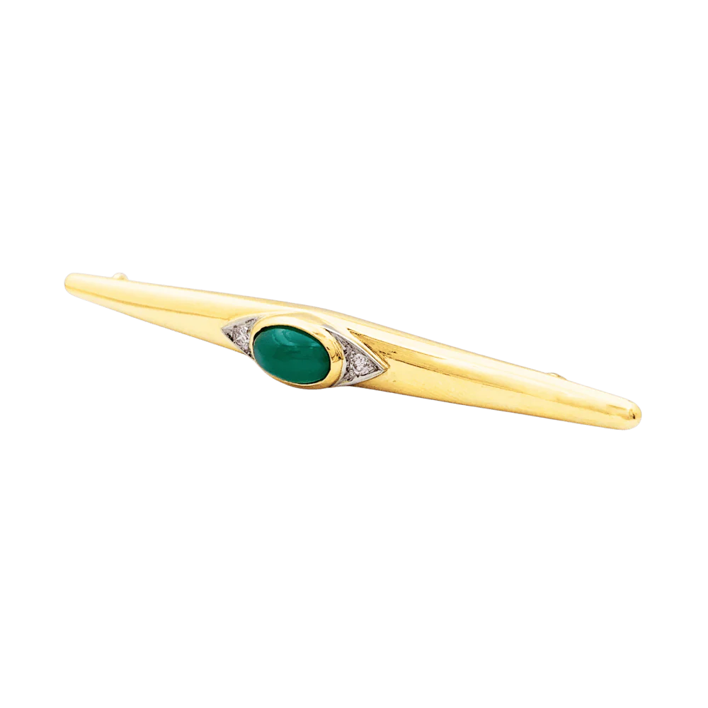 Broche Épingle VAN CLEEF & ARPELS en or jaune, platine, chrysoprase et diamants - Image 3