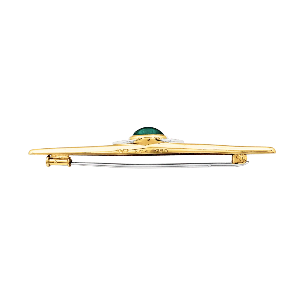 Broche Épingle VAN CLEEF & ARPELS en or jaune, platine, chrysoprase et diamants - Image 4