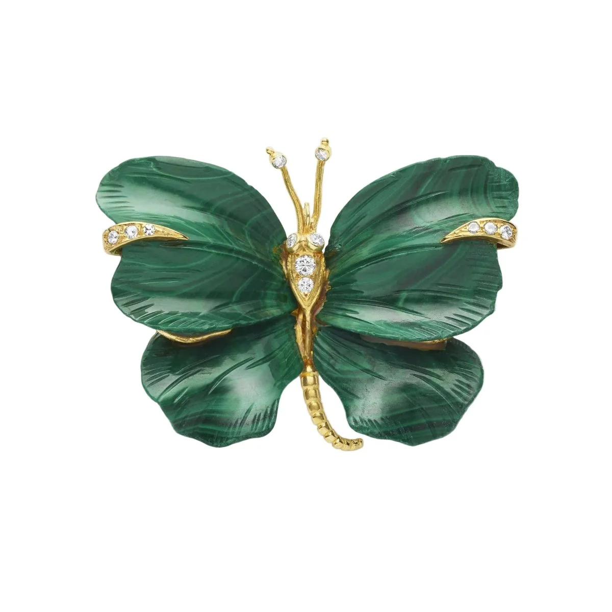 Broche VAN CLEEF & ARPELS en or jaune, malachite et diamants