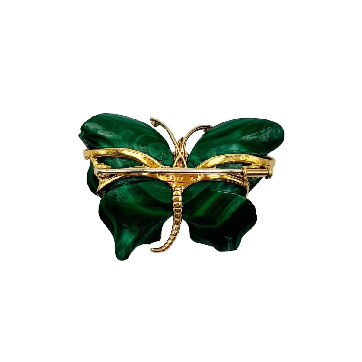 Broche VAN CLEEF & ARPELS en or jaune, malachite et diamants - Image 3