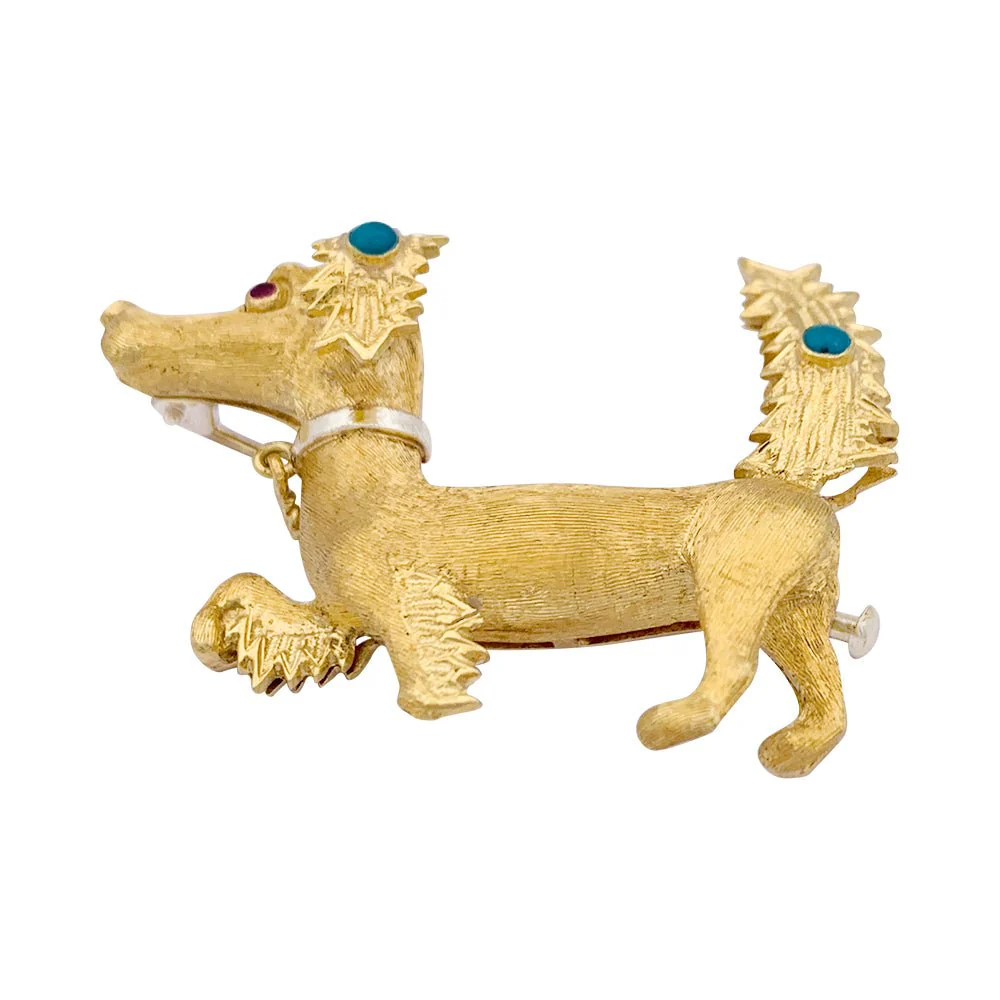 Broche Clip Bestiaire en or jaune, or blanc, rubis et turquoise - Image 2