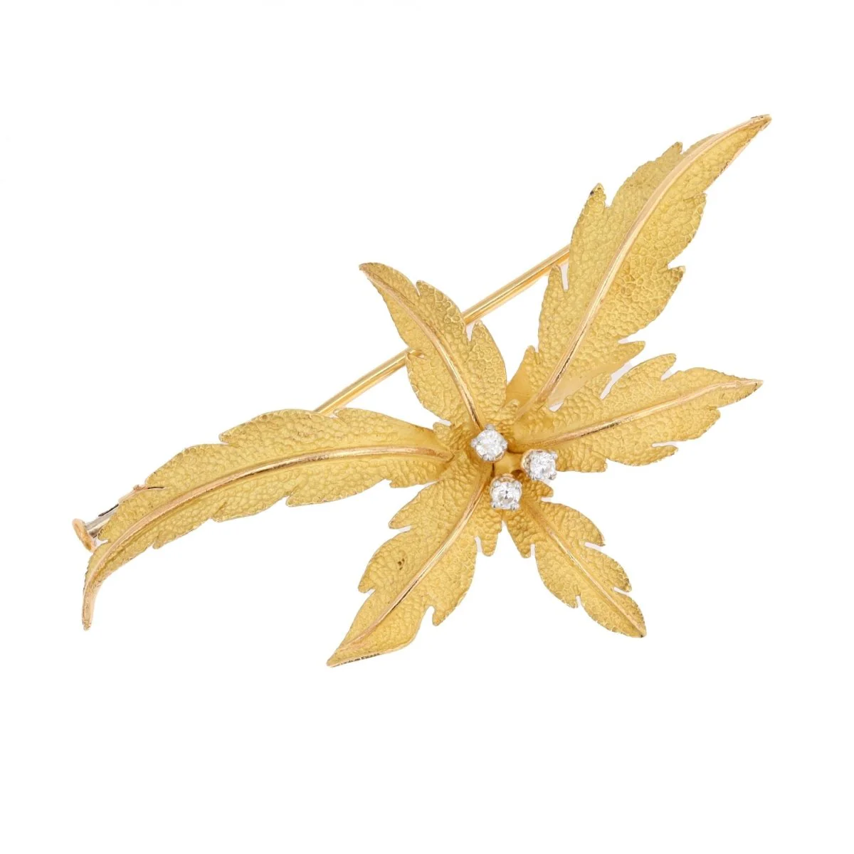 Broche vintage en or jaune et diamants