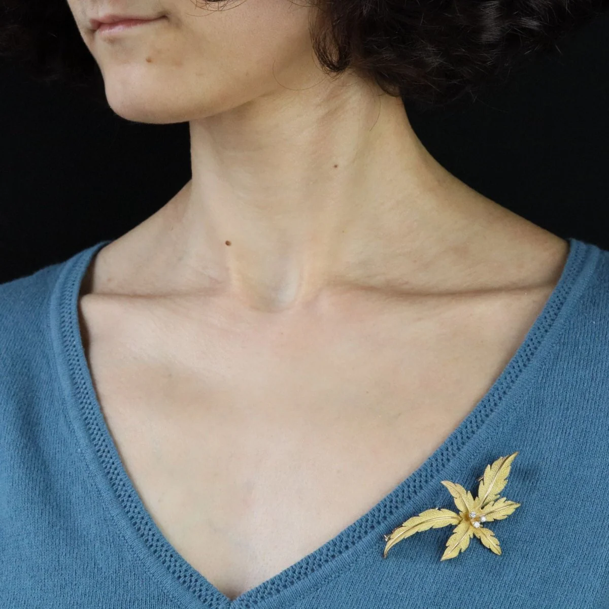 Broche vintage en or jaune et diamants - Image 2