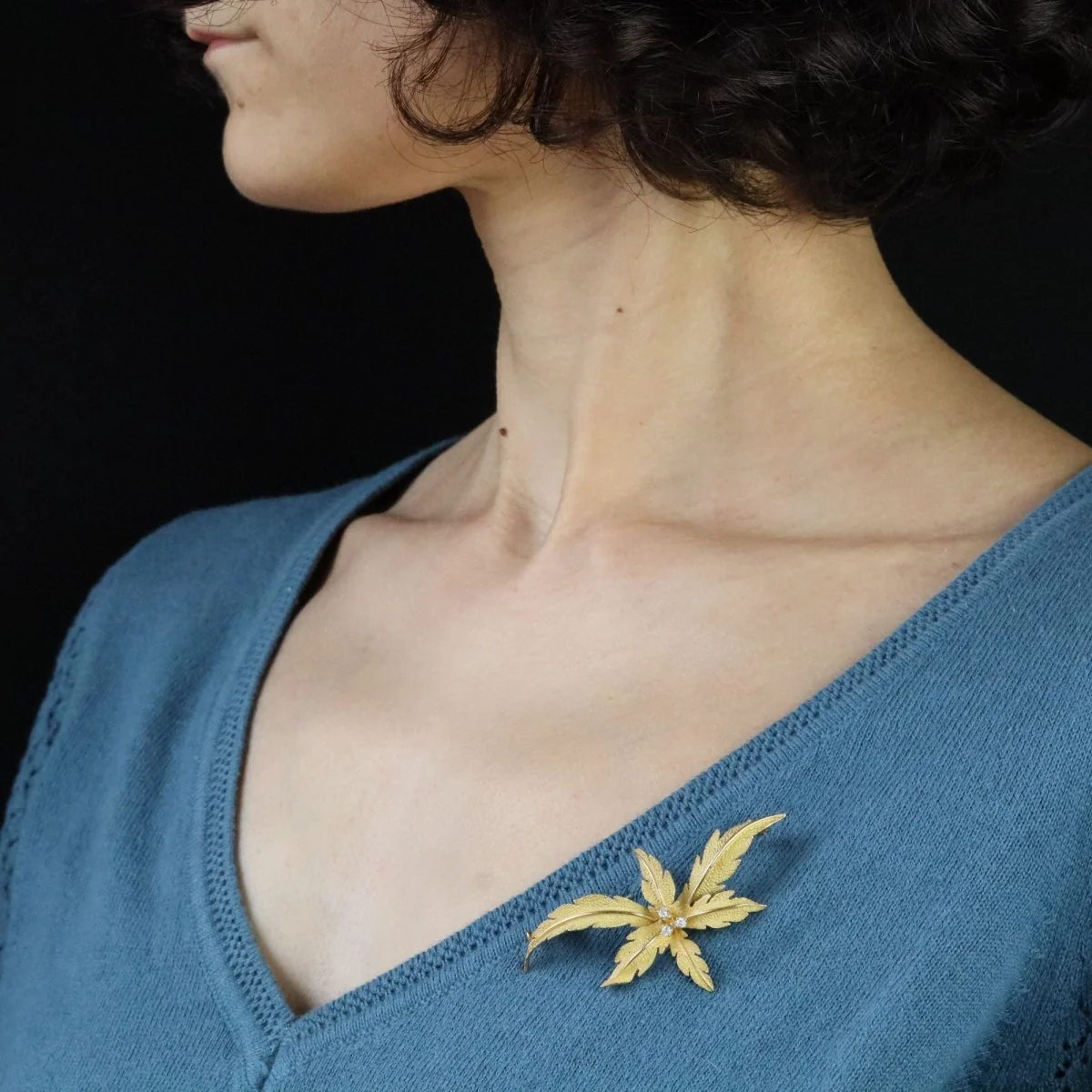 Broche vintage en or jaune et diamants - Image 6