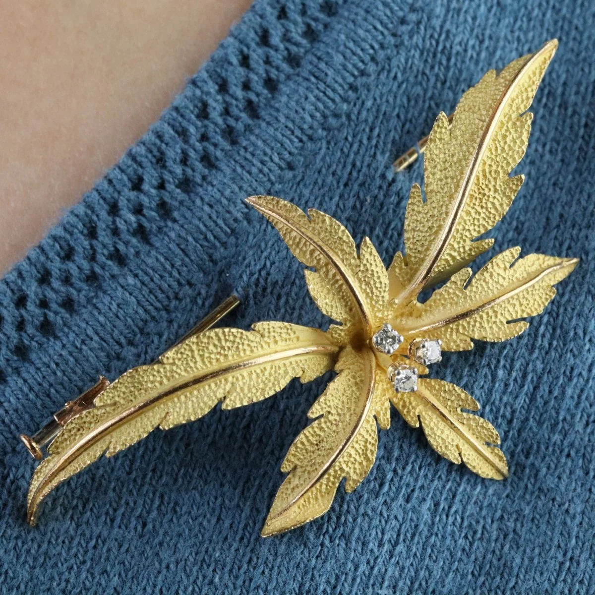 Broche vintage en or jaune et diamants - Image 7