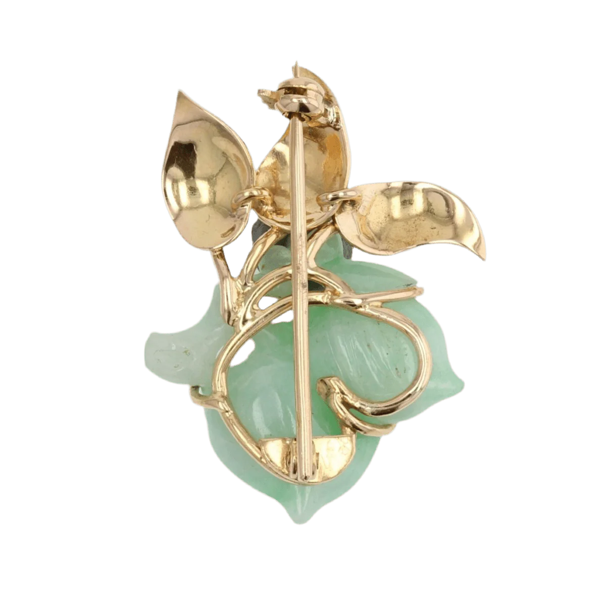 Broche Épingle en or jaune et jade - Image 3