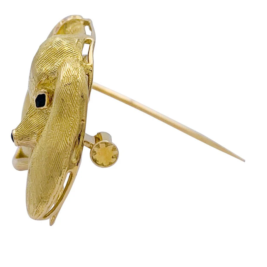 Broche vintage "Teckel", or jaune, diamants - Image 5
