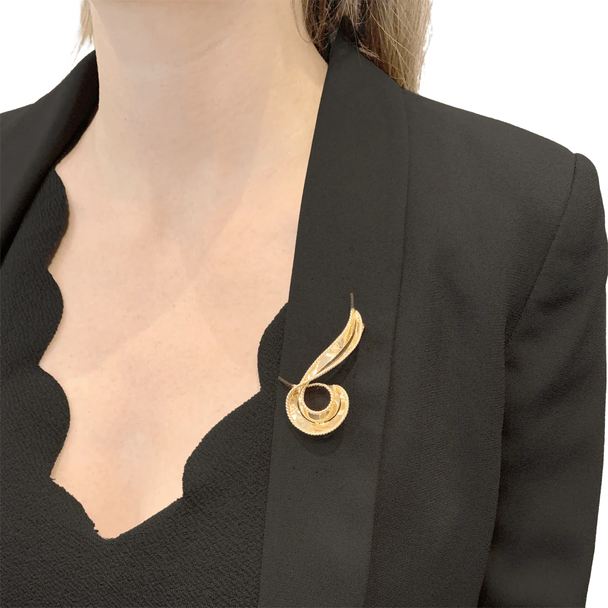 Broche Épingle "Volute" en or rose - Image 2