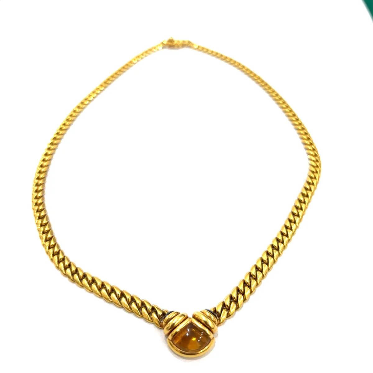 Bulgari 1980s Citrine and Sapphire Curb Link Necklace - Image 2