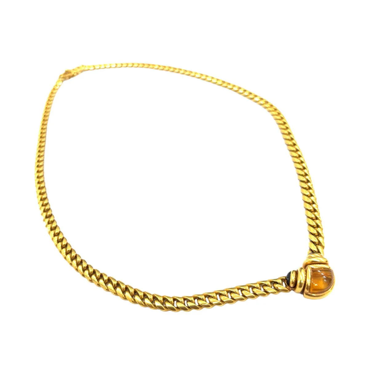 Bulgari 1980s Citrine and Sapphire Curb Link Necklace - Image 3