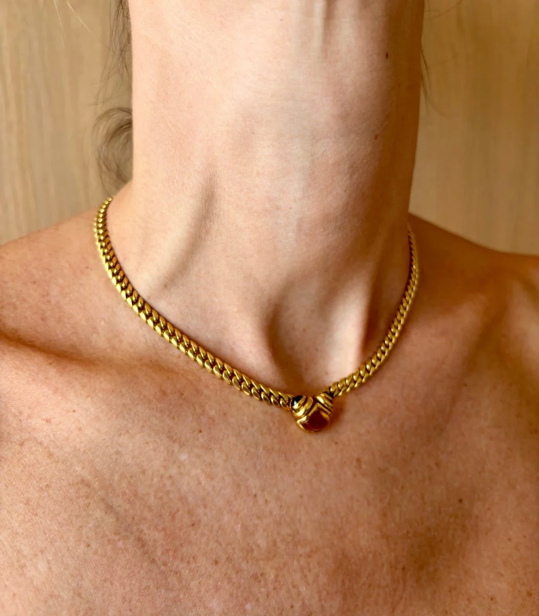 Bulgari 1980s Citrine and Sapphire Curb Link Necklace - Image 5
