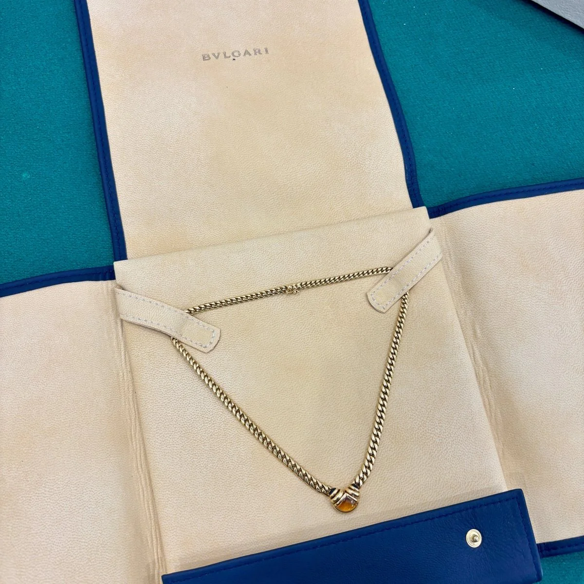 Bulgari 1980s Citrine and Sapphire Curb Link Necklace - Image 7