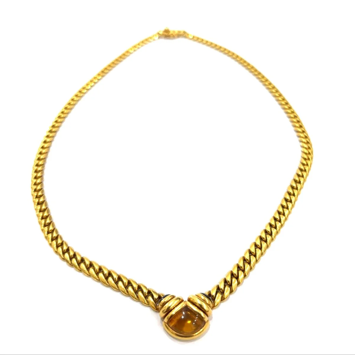 Collier Maille BULGARI en or jaune, citrine et saphirs