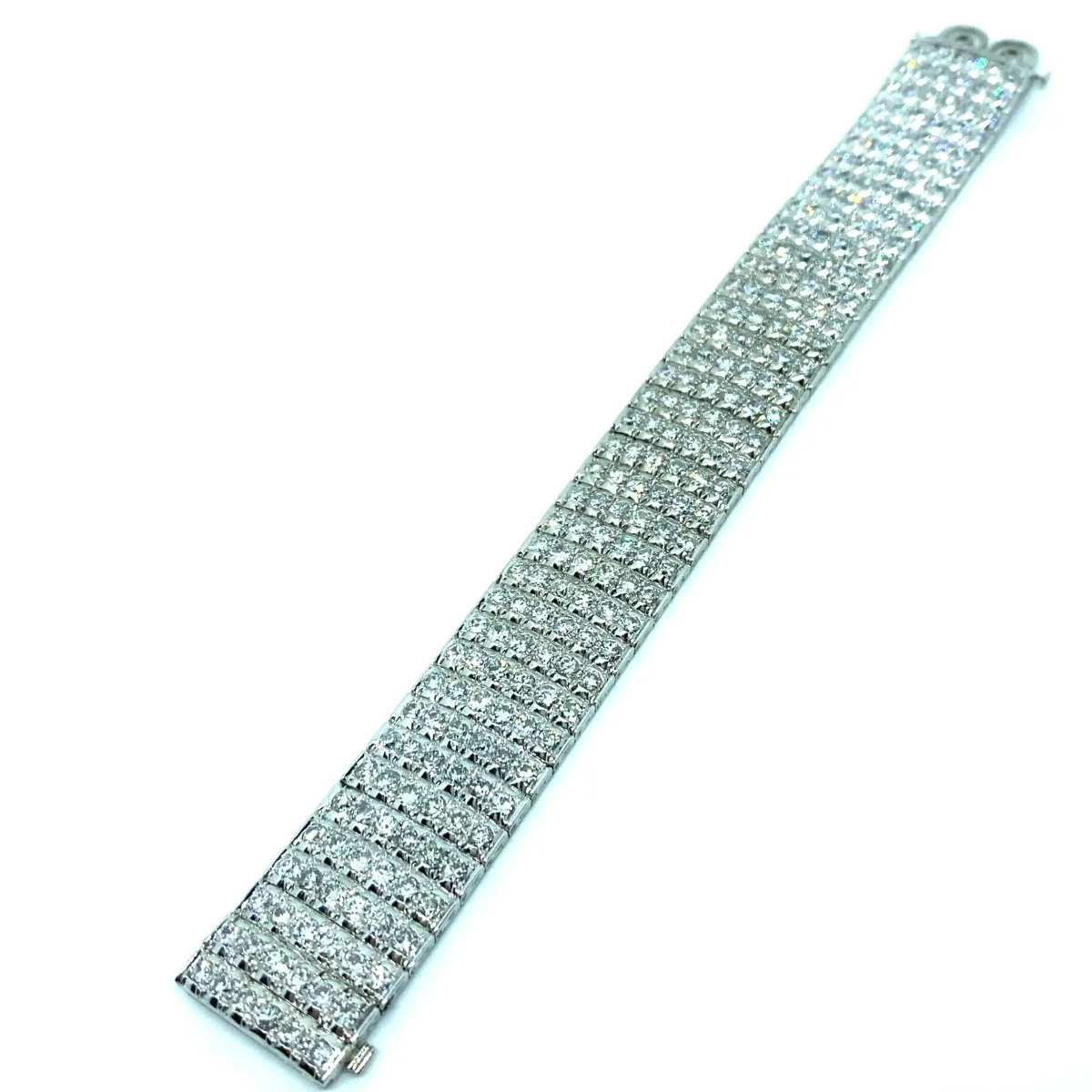 Bulgari Art Deco 30 Carat Diamond Engraved Platinum Tennis Bracelet - Image 16