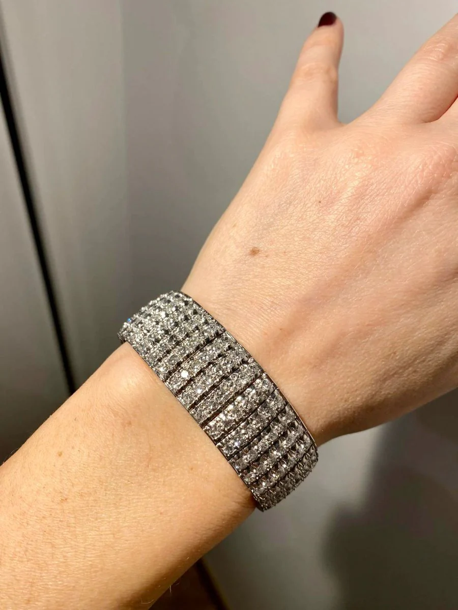 Bulgari Art Deco 30 Carat Diamond Engraved Platinum Tennis Bracelet - Image 20