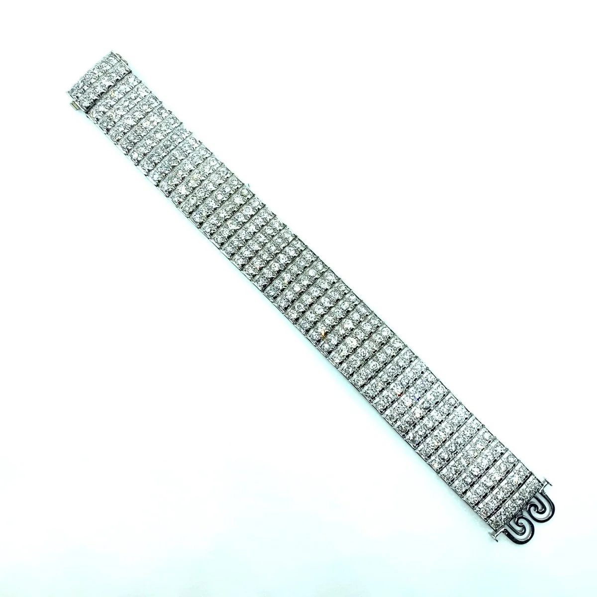 Bulgari Art Deco 30 Carat Diamond Engraved Platinum Tennis Bracelet - Image 4