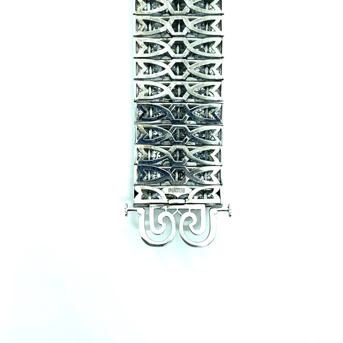 Bulgari Art Deco 30 Carat Diamond Engraved Platinum Tennis Bracelet - Image 8