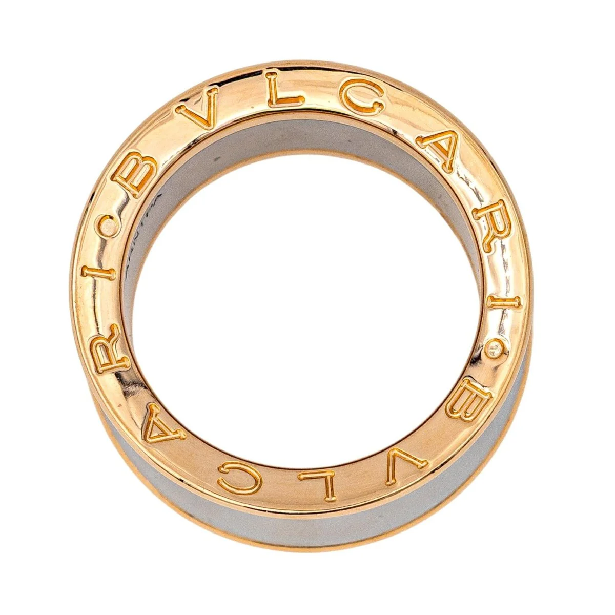 Bague Bandeau BULGARI "B.ZERO1" en or rose et acier - Image 3