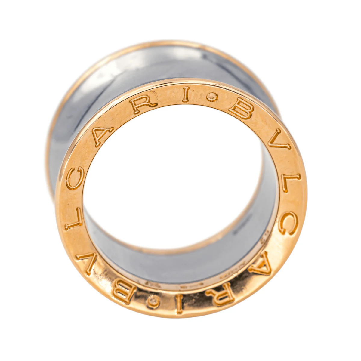 Bague Bandeau BULGARI "B.ZERO1" en or rose et acier - Image 5