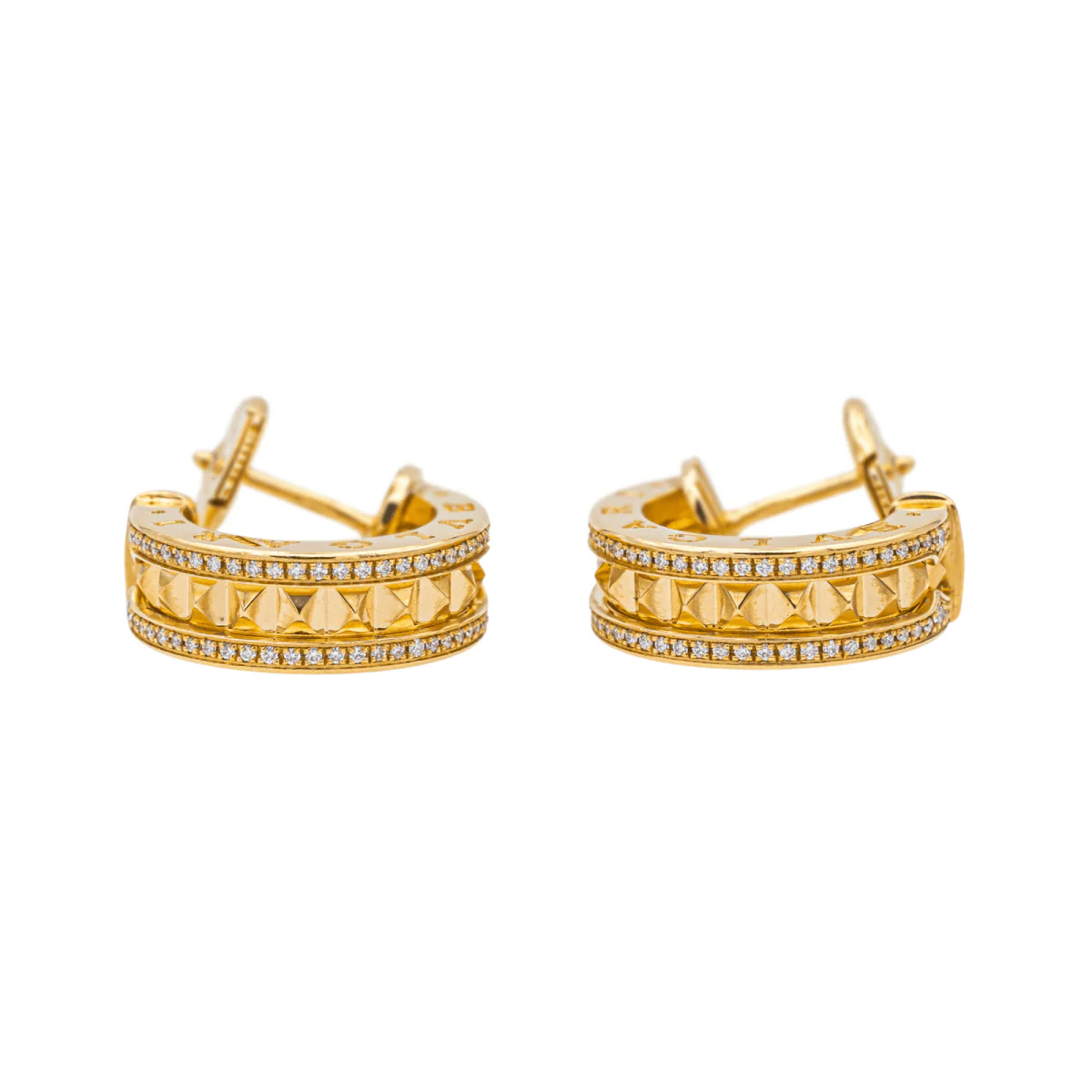 Boucles d'oreilles Créoles BULGARI "B.Zéro1 en or jaune et diamants - Image 5