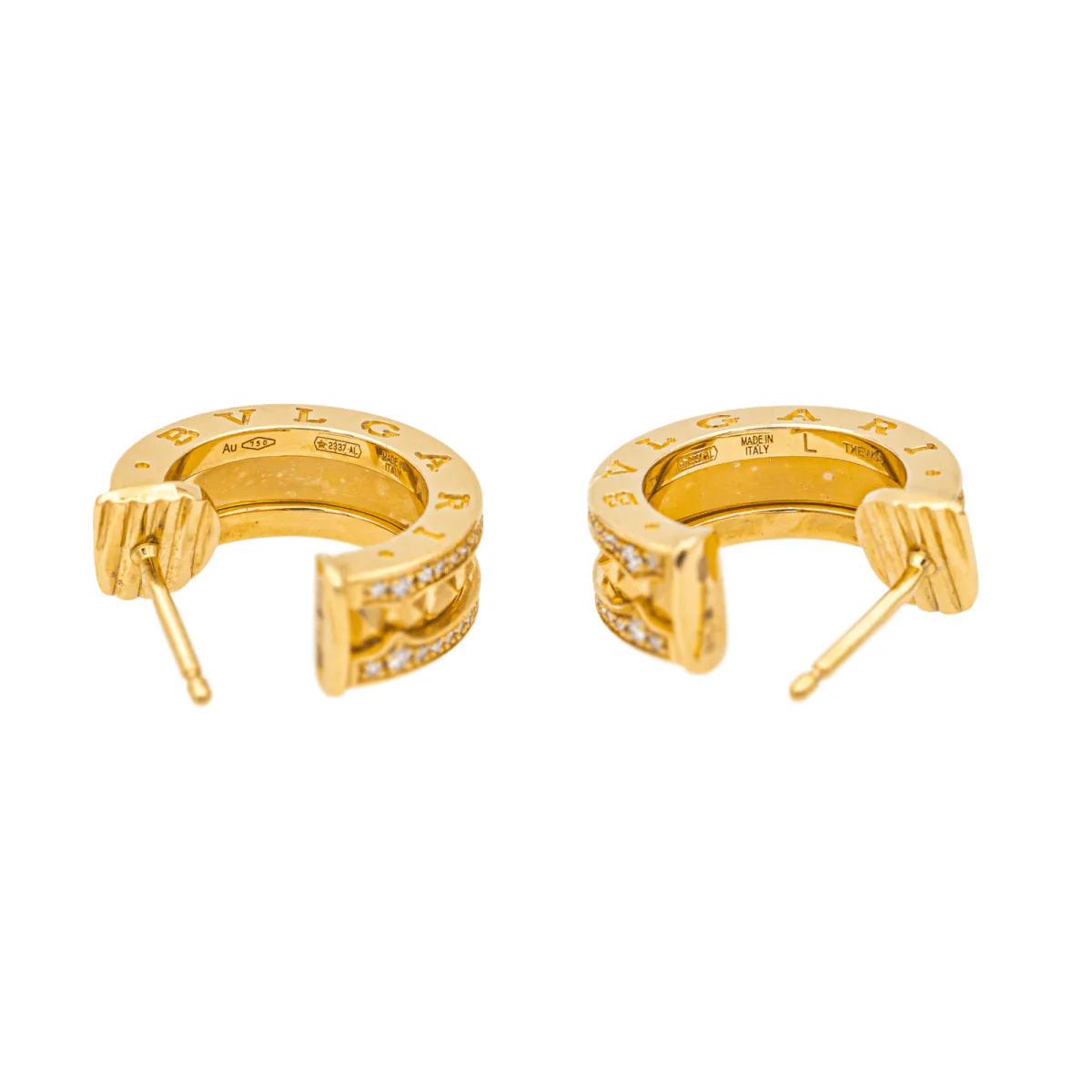 Boucles d'oreilles Créoles BULGARI "B.Zéro1 en or jaune et diamants - Image 8