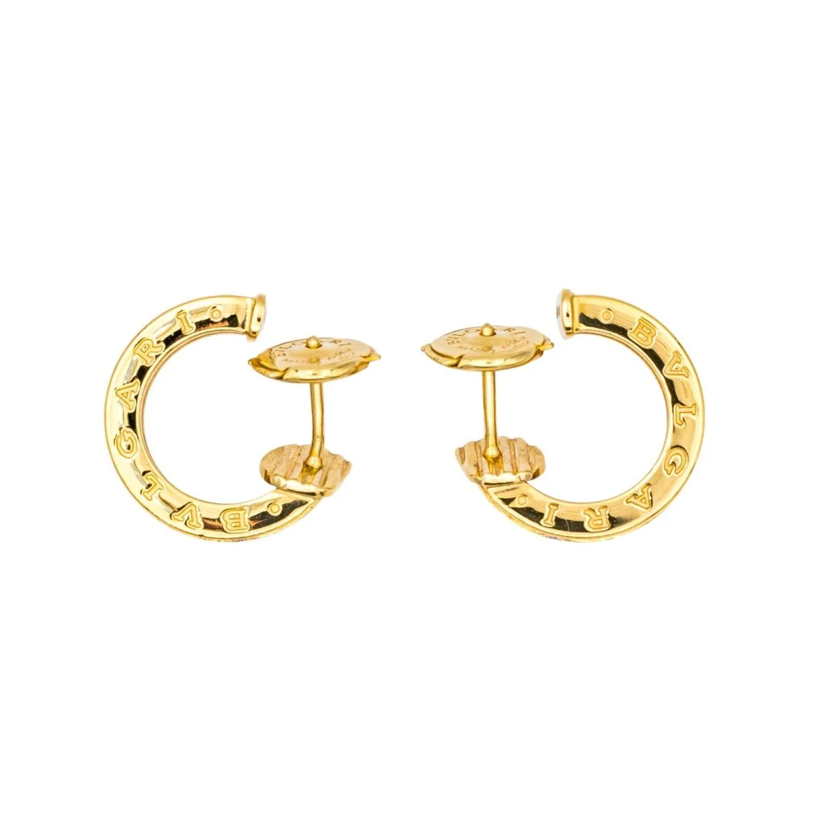 Boucles d'oreilles Créoles BULGARI "B.Zéro1 en or jaune et diamants - Image 9