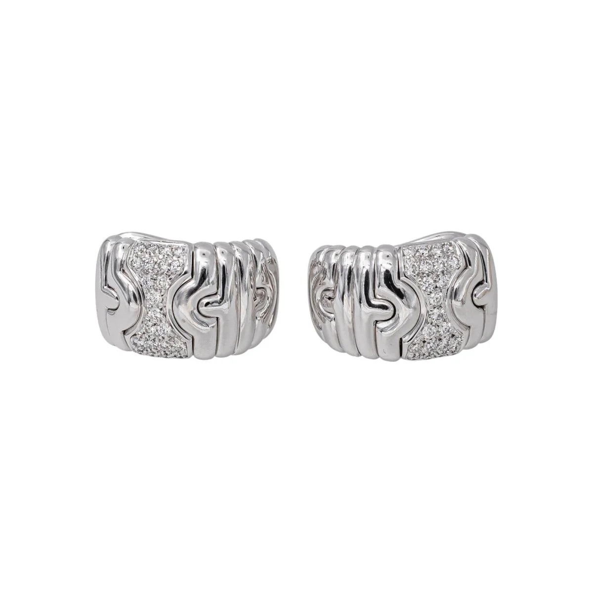 Boucles d'oreilles Clips BULGARI "Parentesi" en or blanc et diamants - Image 3
