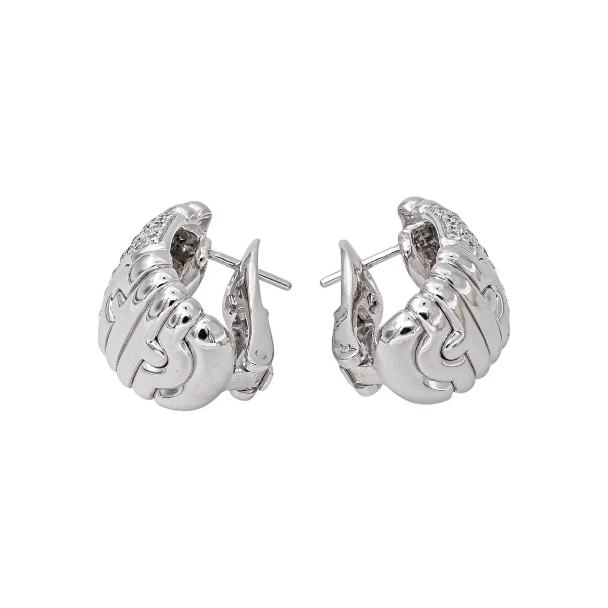 Boucles d'oreilles Clips BULGARI "Parentesi" en or blanc et diamants - Image 4