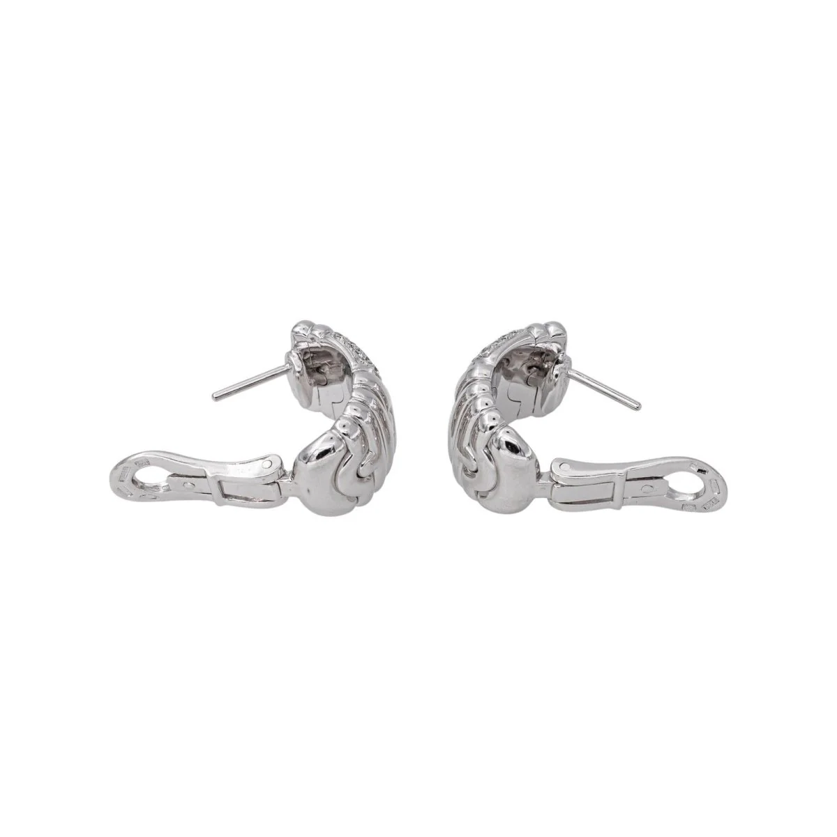 Boucles d'oreilles Clips BULGARI "Parentesi" en or blanc et diamants - Image 7
