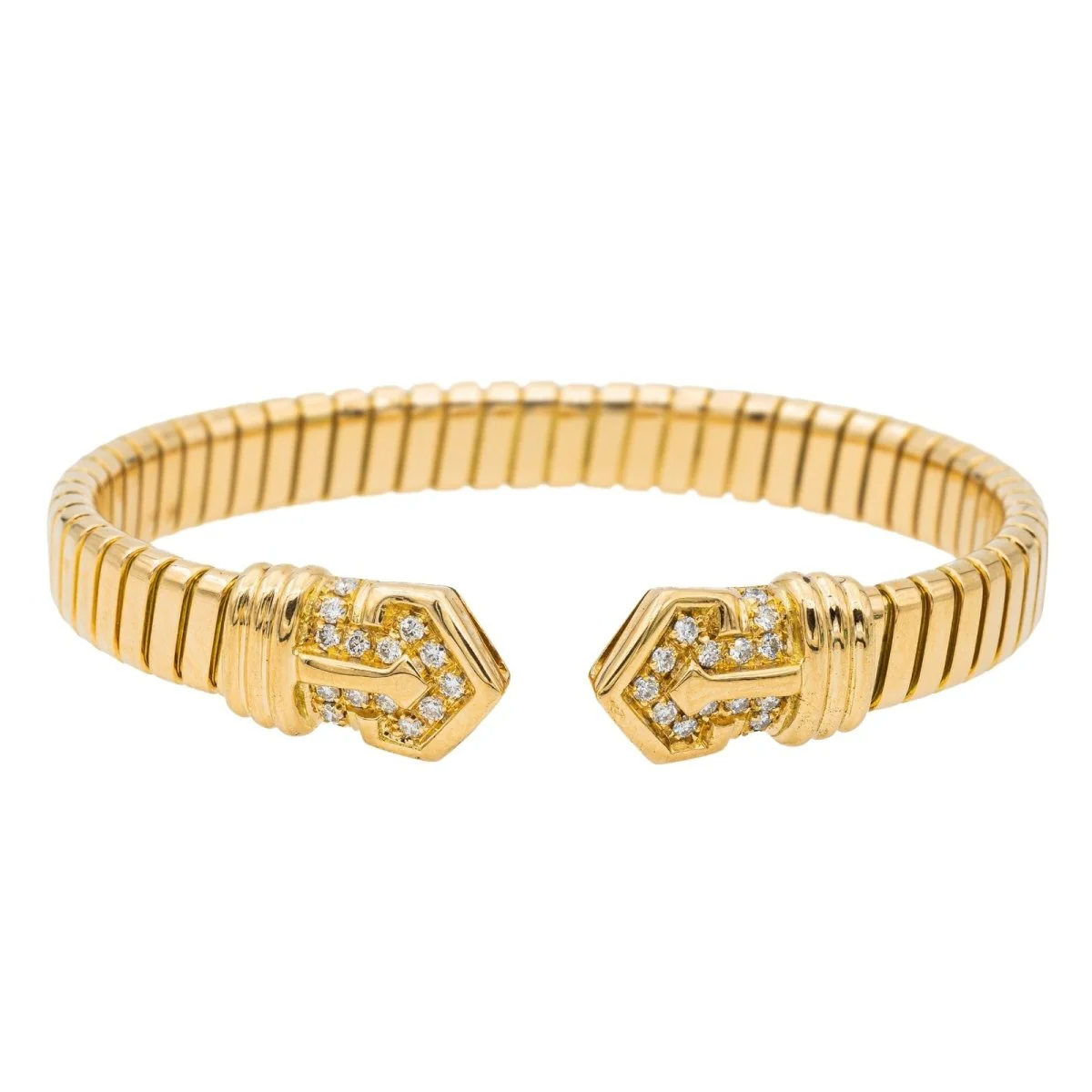 Bracelet Bulgari maille Tubogas , Or jaune et Diamants