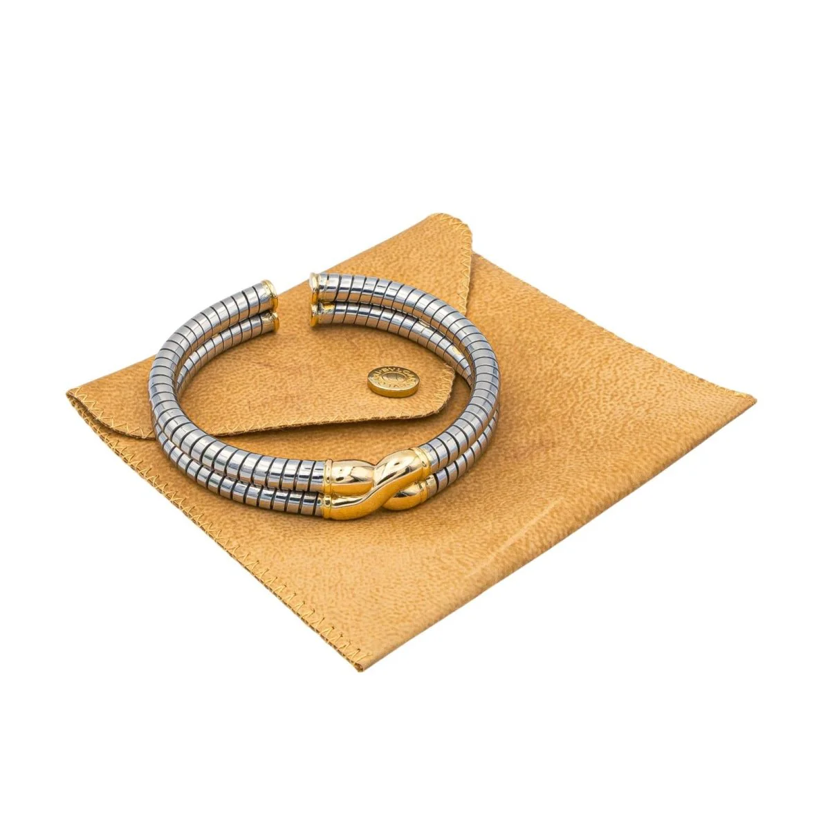Bracelet Jonc BULGARI en or jaune et acier - Image 8