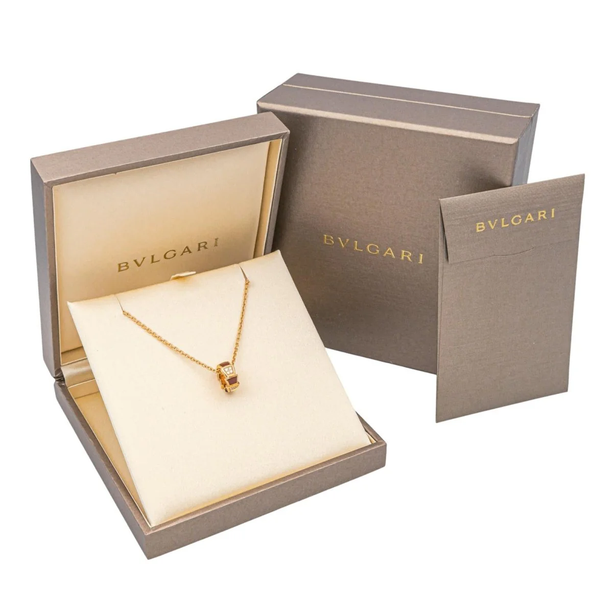 Collier BULGARI "Vipère" en or rose, cornaline et diamants - Image 9