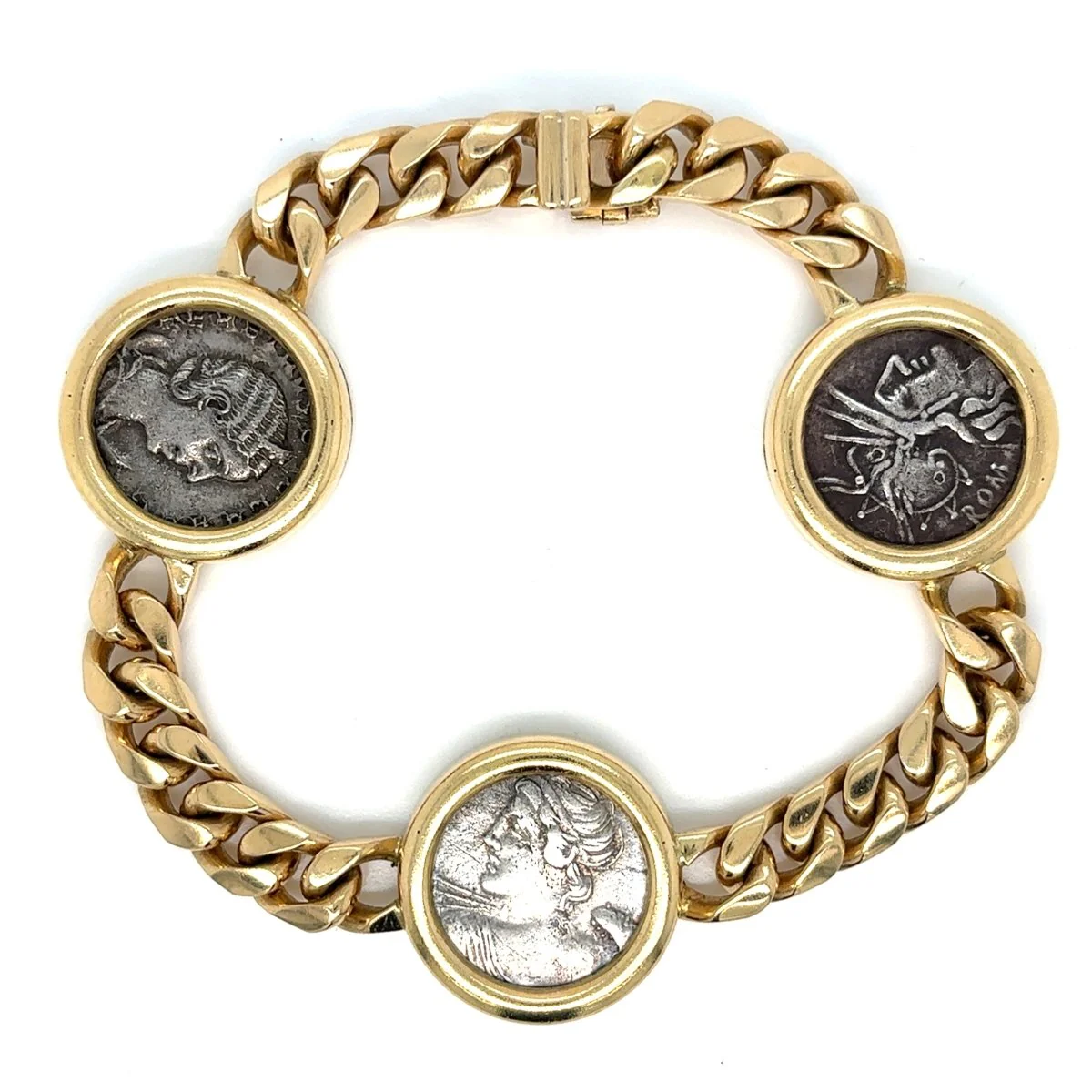 Bulgari 18K Gold “Monete” Bracelet with Ancient Roman and Etruscan Silver Coins – Signed, Circa 1980s - Image 2