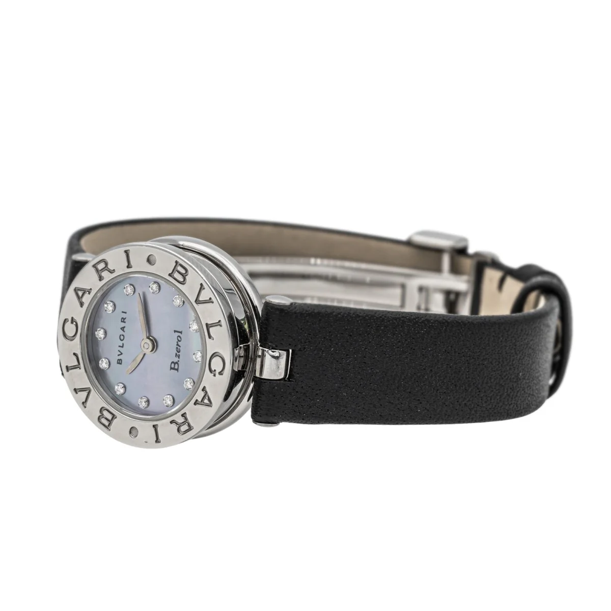Montre BULGARI "B.Zéro1" en acier, cuir et diamants - Image 5