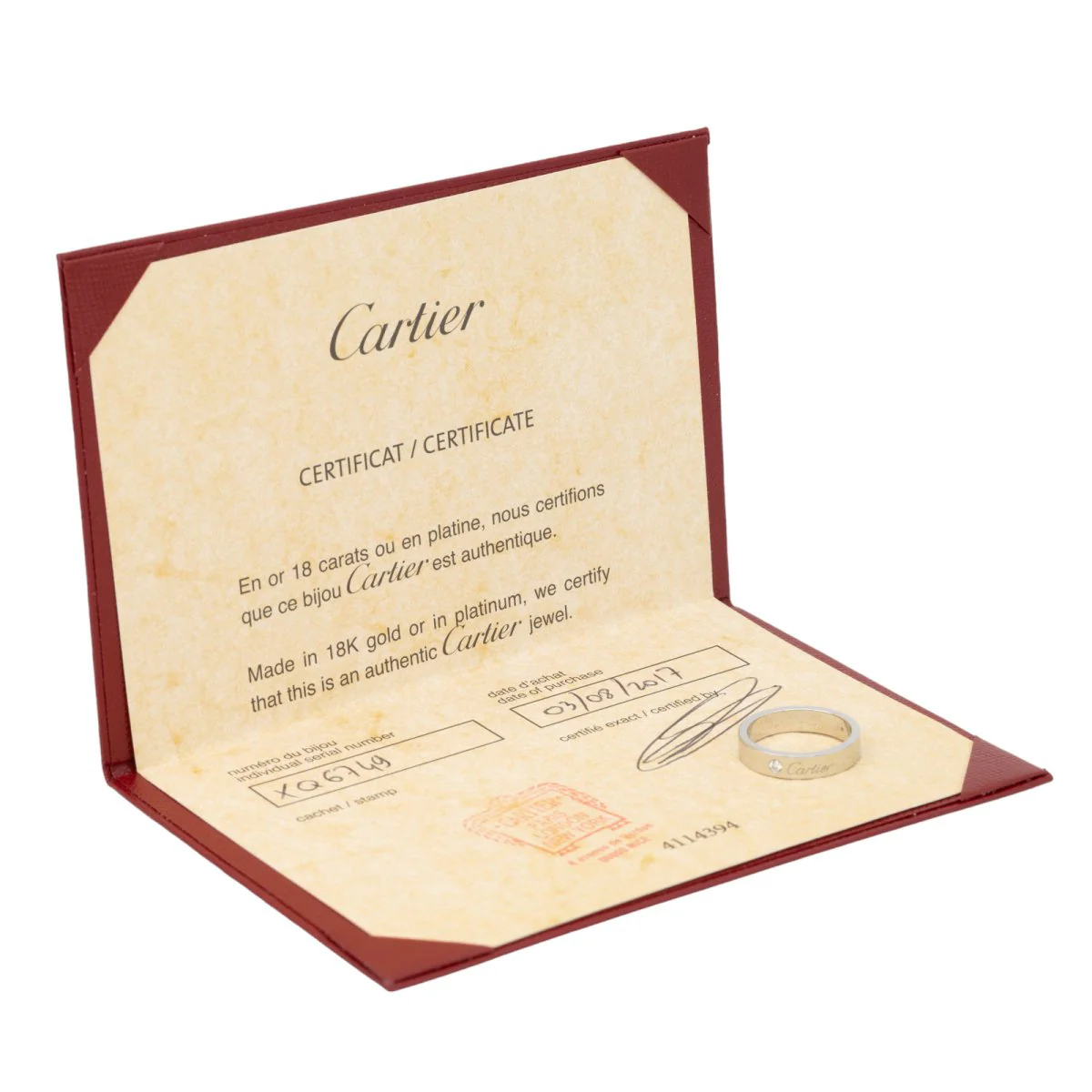 Cartier Bague Alliance Le C Platine Diamant - Image 8