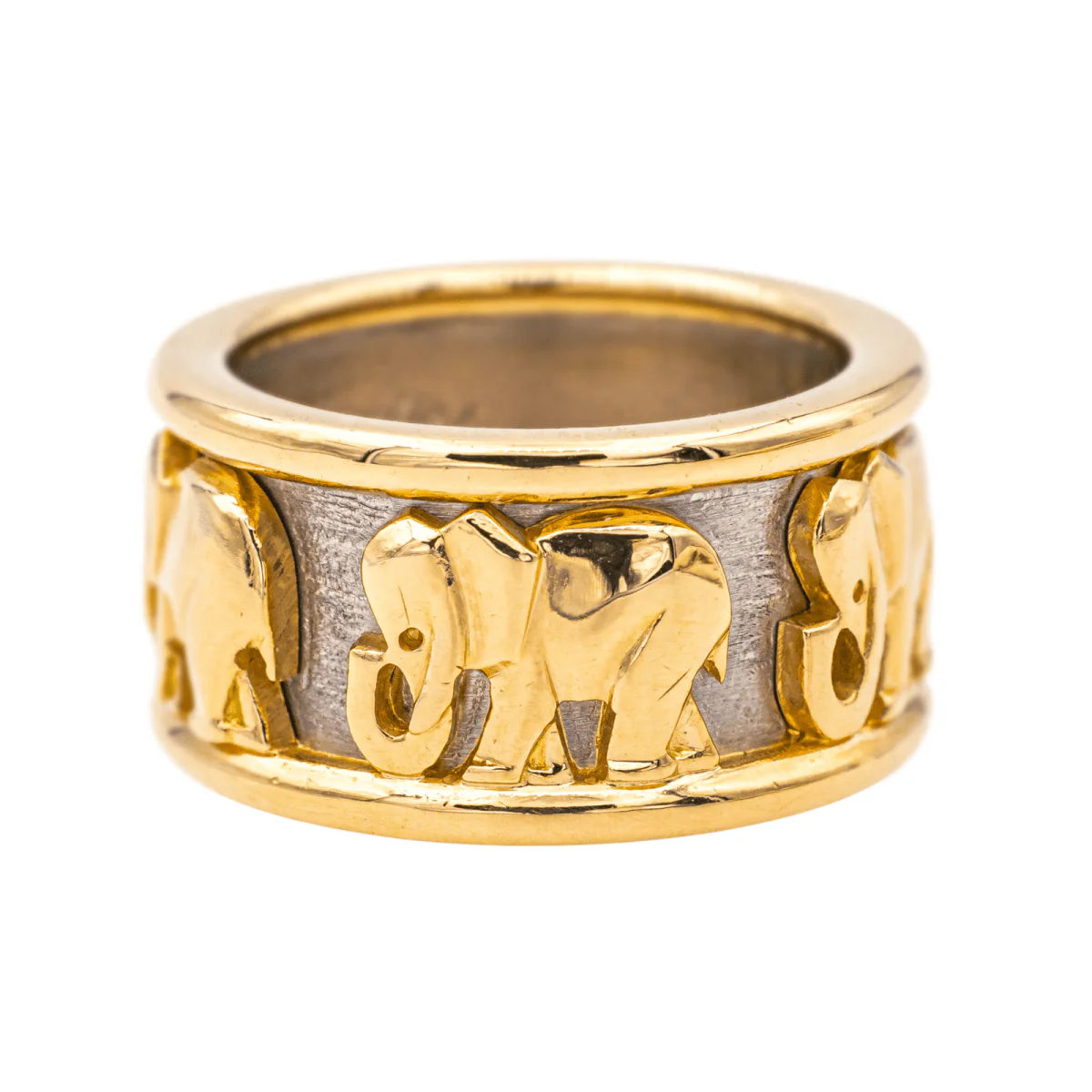 Bague Bandeau CARTIER "Éléphant" en or jaune et or blanc