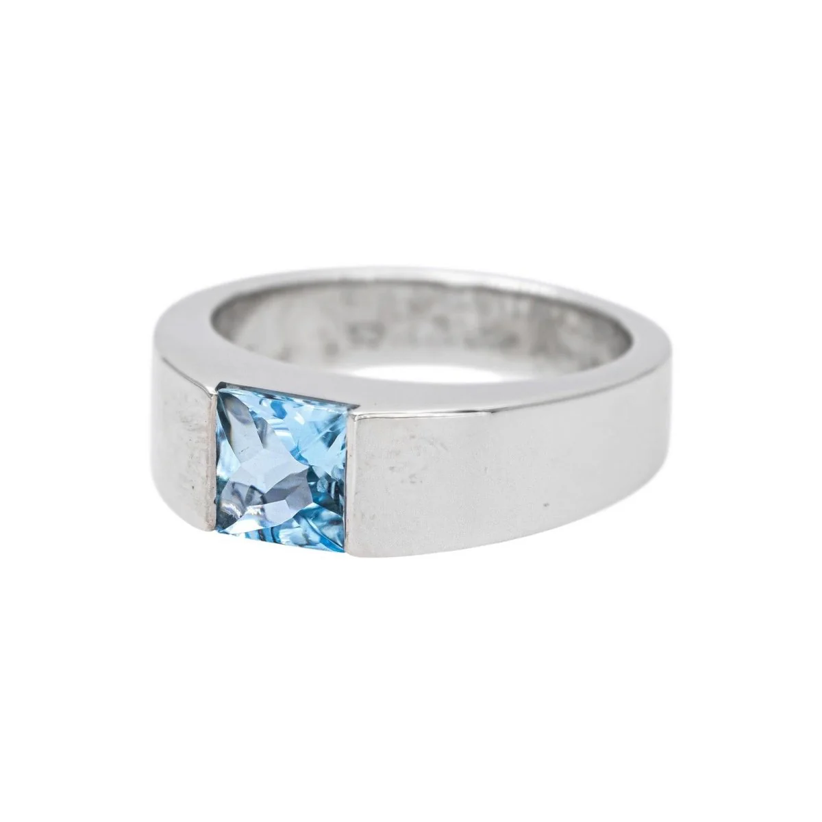 Bague Tank CARTIER "Tank" en or blanc et aigue-marine - Image 3