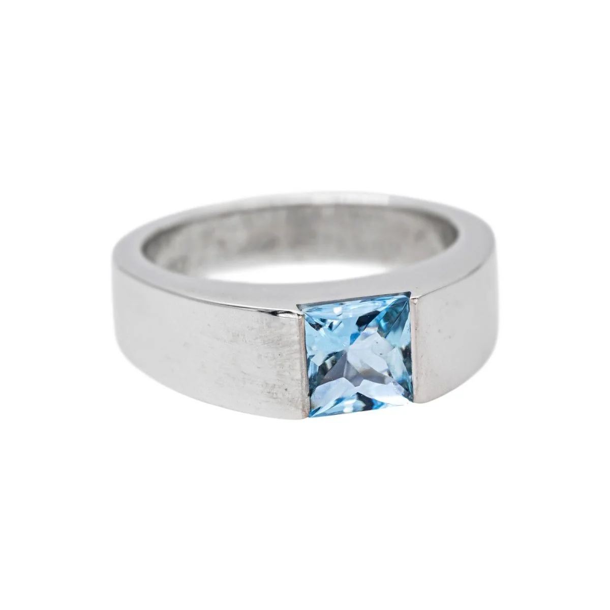 Bague Tank CARTIER "Tank" en or blanc et aigue-marine - Image 6