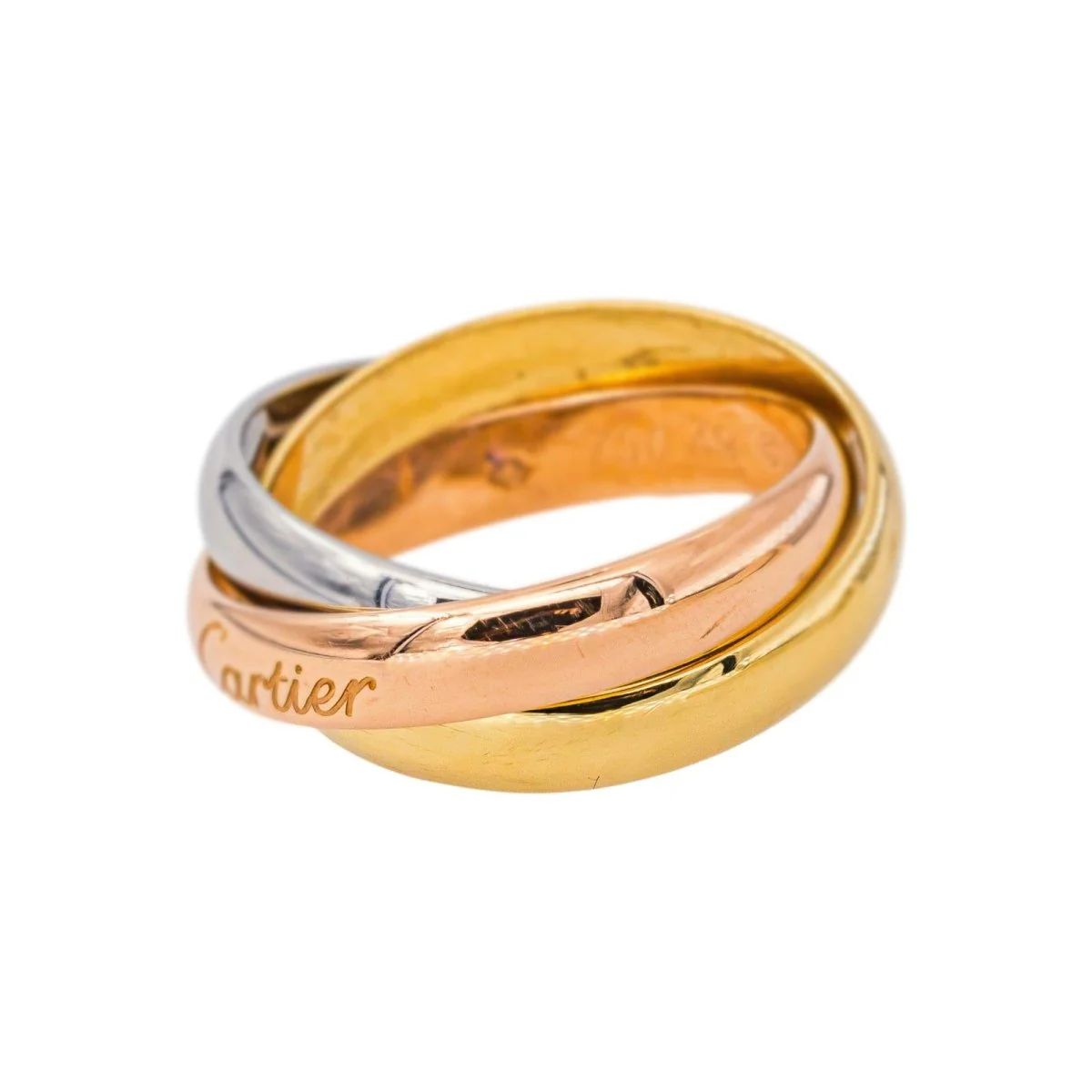 Bague Alliance CARTIER "Trinity" en or blanc, or jaune et or rose - Image 4