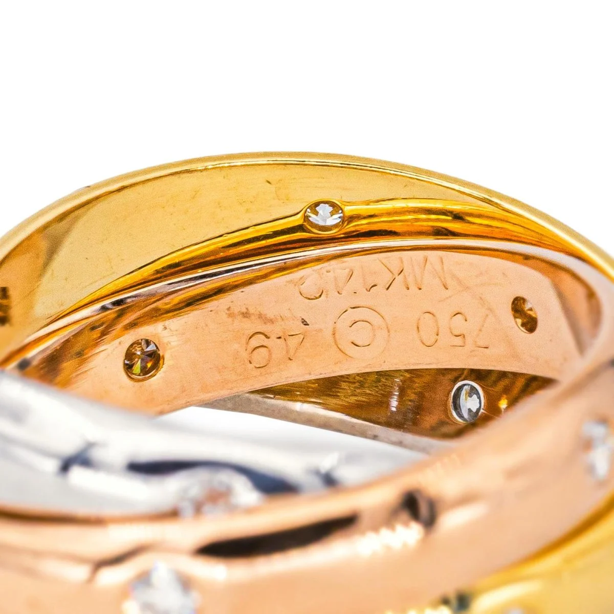 Bague Alliance CARTIER en or jaune, or blanc, or rose et diamants - Image 7