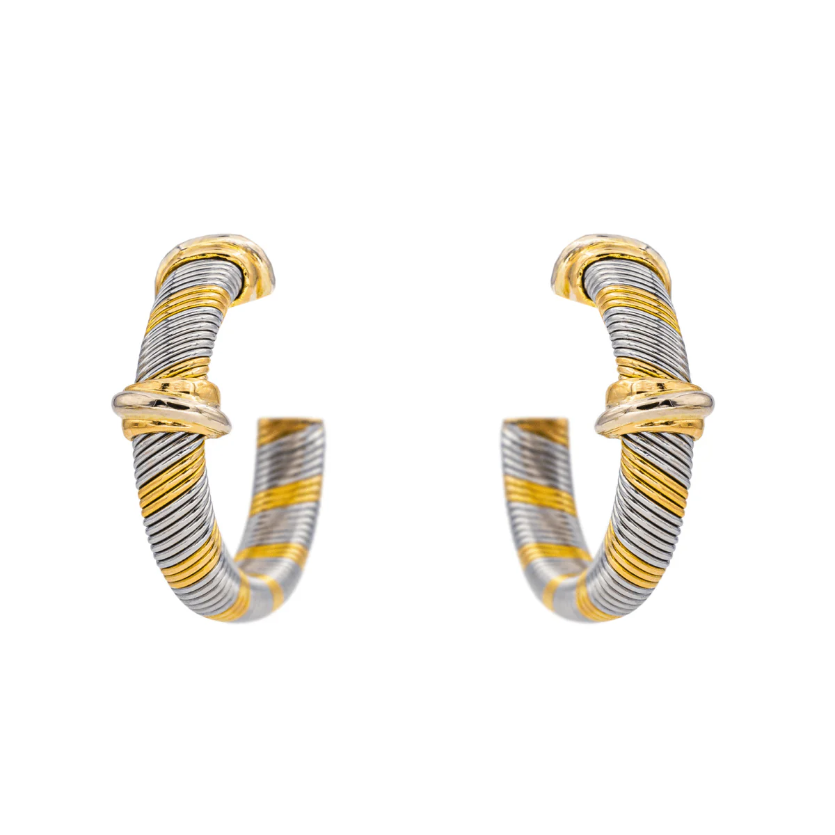 Boucles d'oreilles Créoles en or jaune et acier