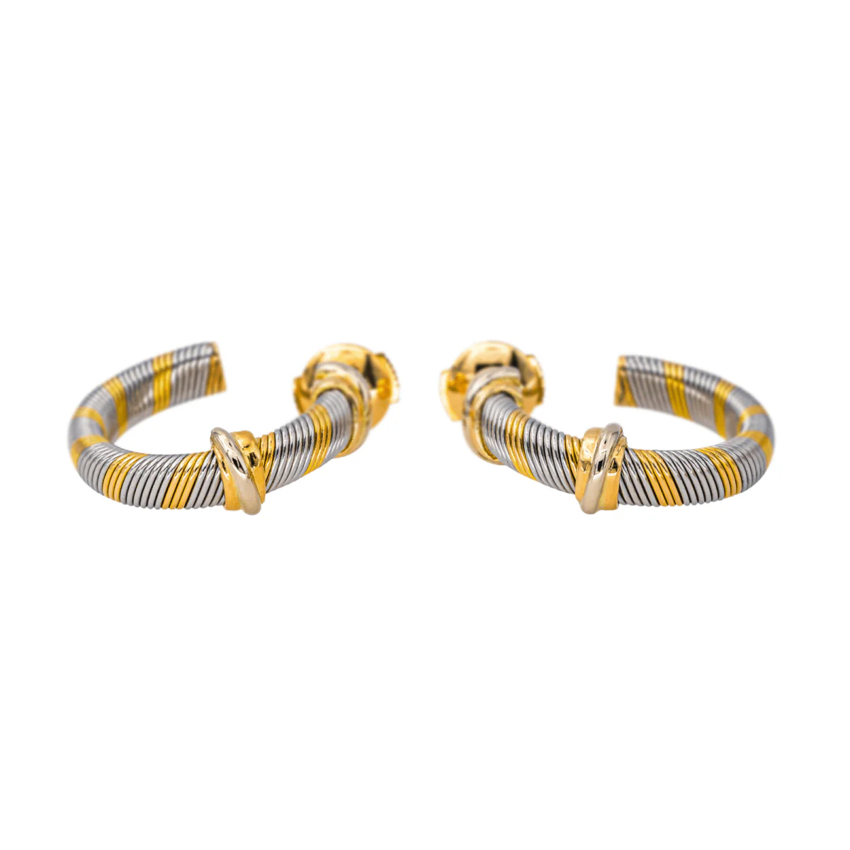 Boucles d'oreilles Créoles en or jaune et acier - Image 3