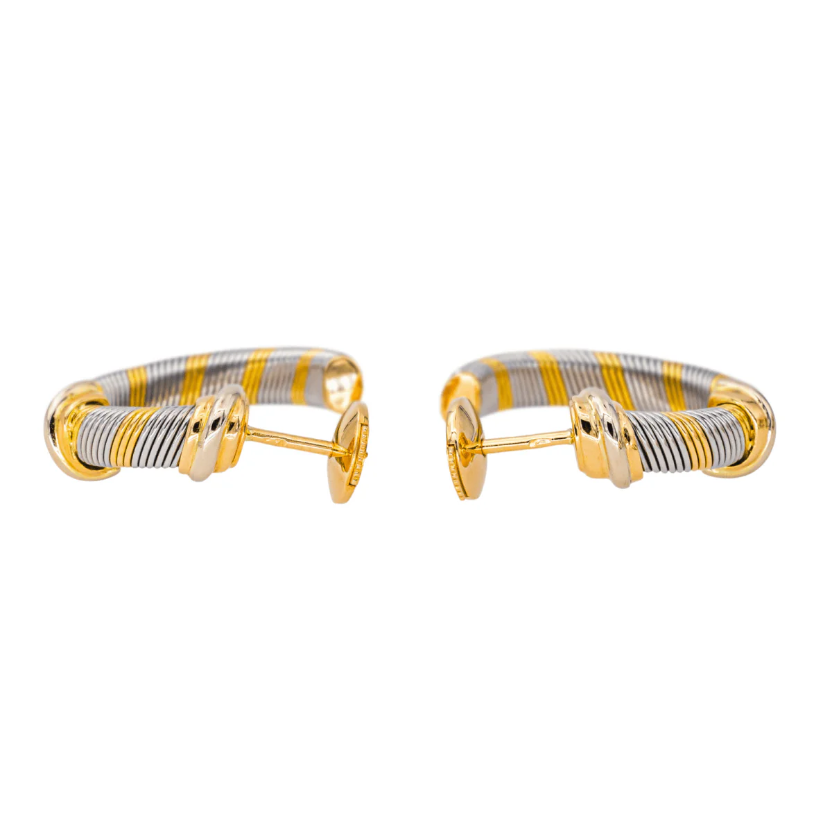 Boucles d'oreilles Créoles en or jaune et acier - Image 4