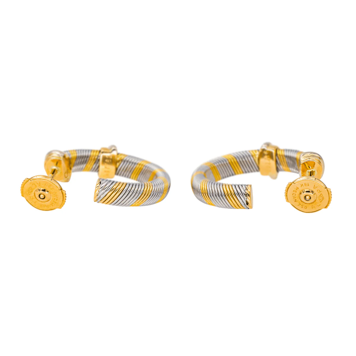 Boucles d'oreilles Créoles en or jaune et acier - Image 5