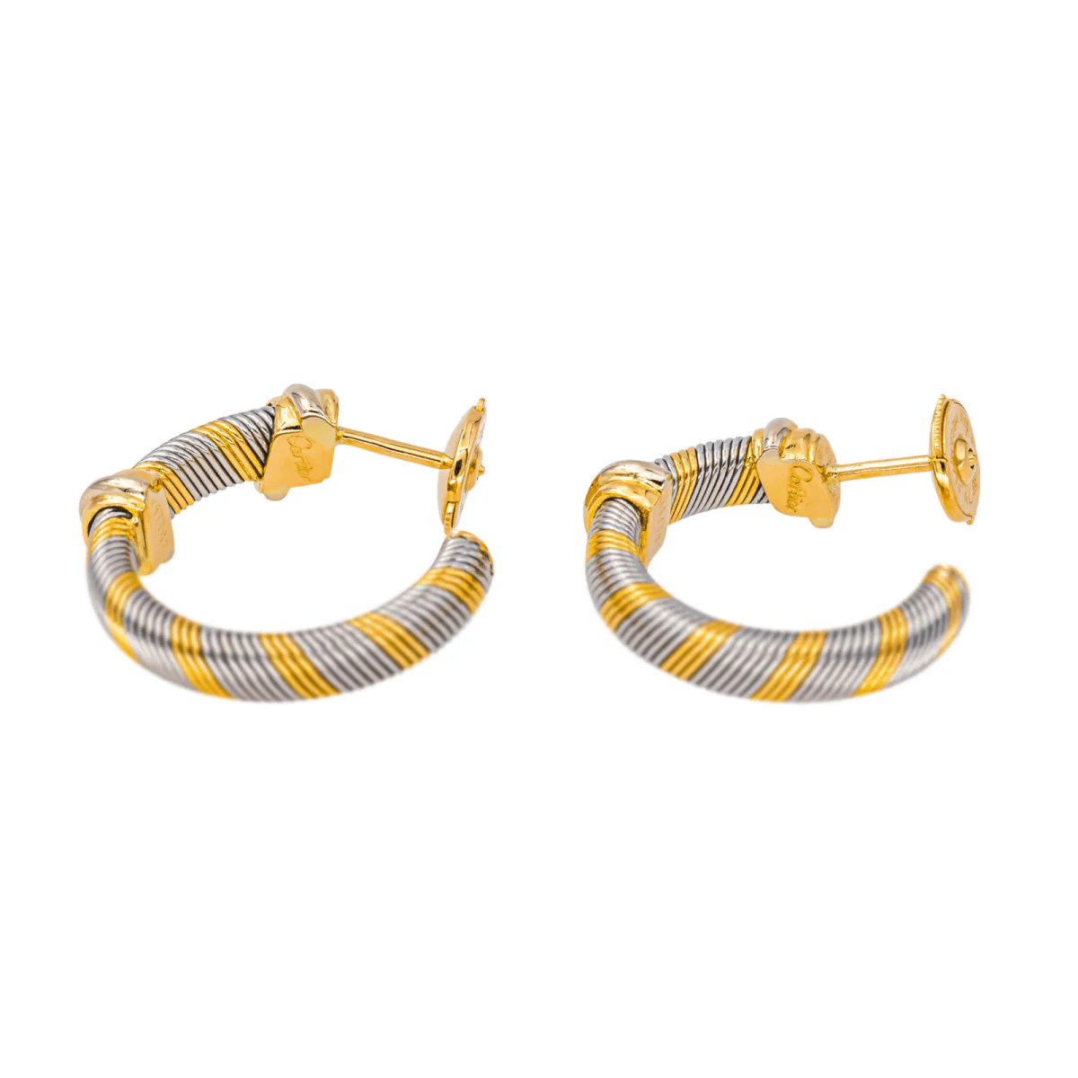 Boucles d'oreilles Créoles en or jaune et acier - Image 6