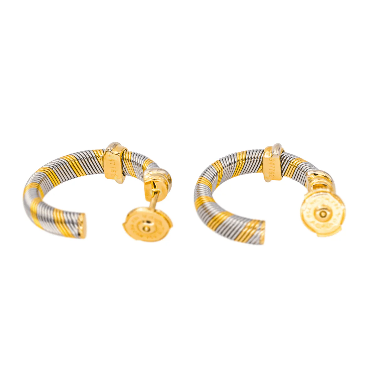 Boucles d'oreilles Créoles en or jaune et acier - Image 7