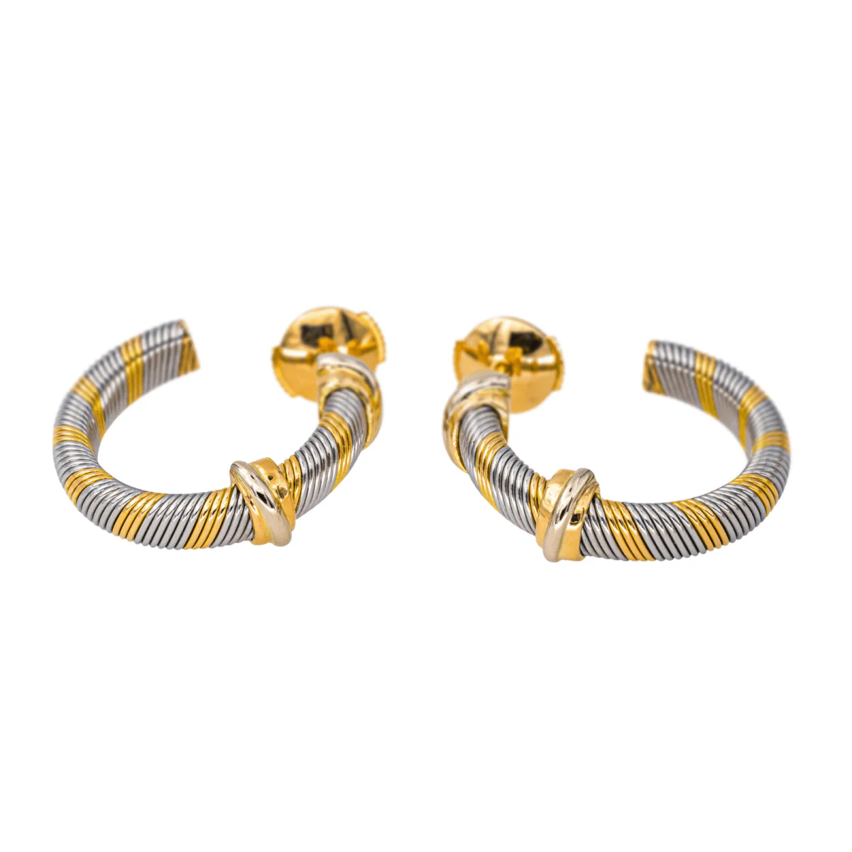 Boucles d'oreilles Créoles en or jaune et acier - Image 8