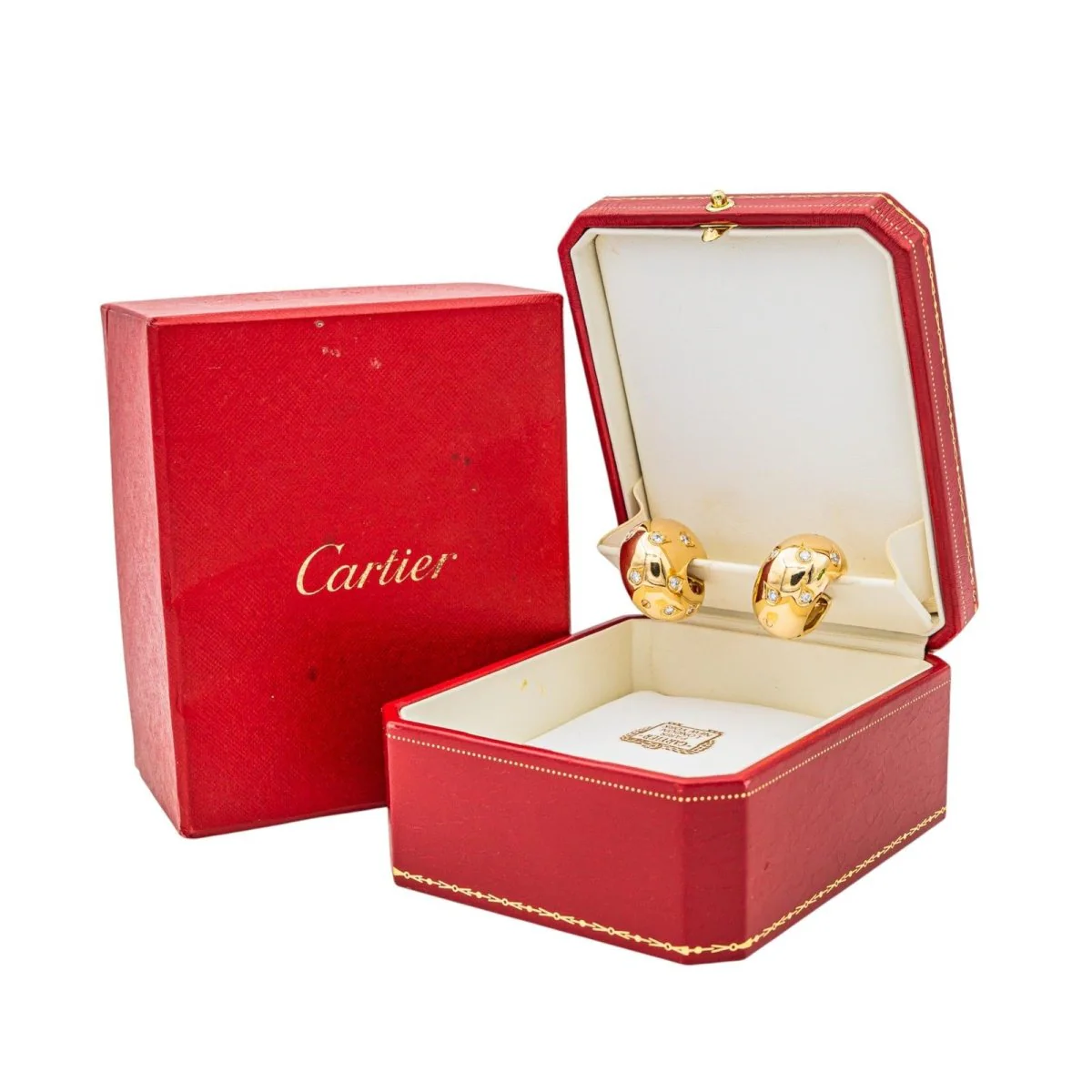 Boucles d'oreilles Créoles CARTIER en or jaune et diamant - Image 3