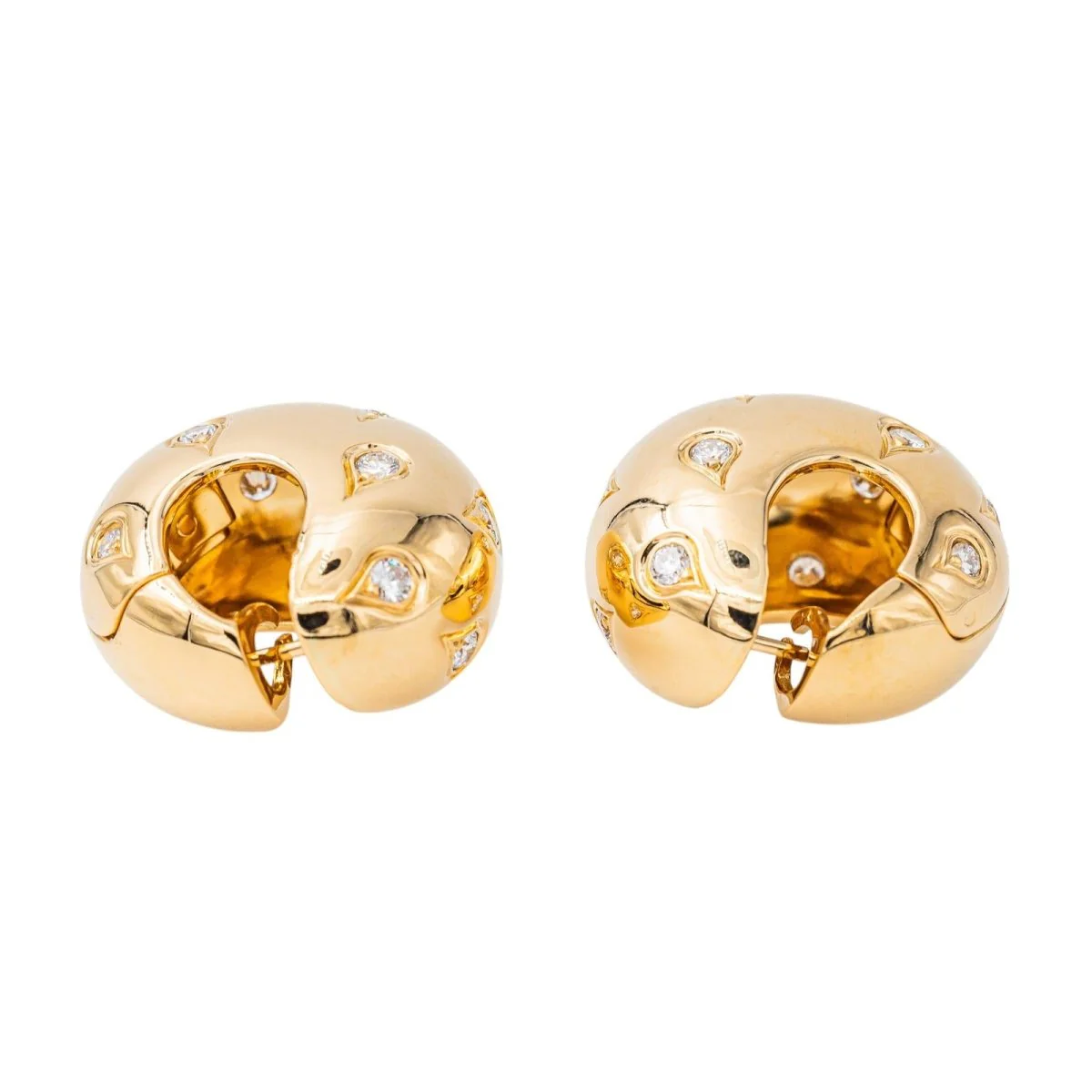 Boucles d'oreilles Créoles CARTIER en or jaune et diamant - Image 7