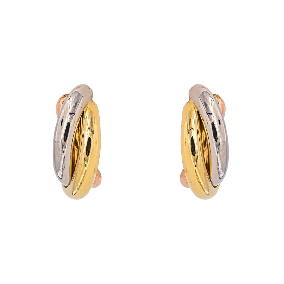 Boucles d'oreilles Créoles CARTIER "Trinity" GM en or blanc, or jaune et or rose